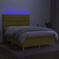 vidaXL Posteľ boxsping s matracom a LED zelená 140x190 cm látka