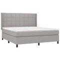 vidaXL Posteľ boxsping s matracom a LED bledosivá 160x200 cm látka