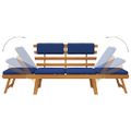 vidaXL Záhradná lavička s podložkami 2-v-1 190 cm, akáciový masív