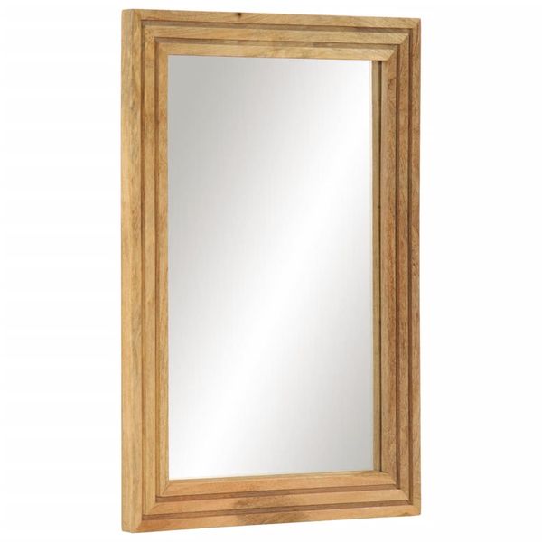 vidaXL Zrkadlo do kúpeľne 50x70 cm, surový mangový masív a sklo