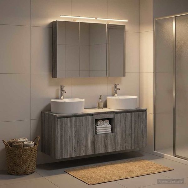 vidaXL Set kabinetov do kúpeľne 4 pcs Sivý Sonoma Kompozitné drevo