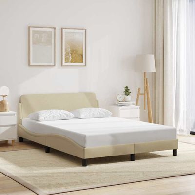 vidaXL Rám postele Dover krémová 140x200 cm látka