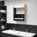 vidaXL LED kúpeľňová zrkadlová skrinka dubová 50x14x60 cm
