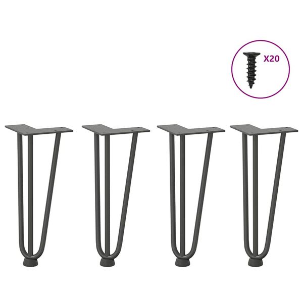 vidaXL Nohy do vlasov pre konferenčný stolík 4 ks, antracitové 30 cm, masívna oceľ