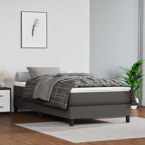 vidaXL Taštičkový pružinový matrac deti stredná tvrdosť sivý 80x160 cm umelá koža
