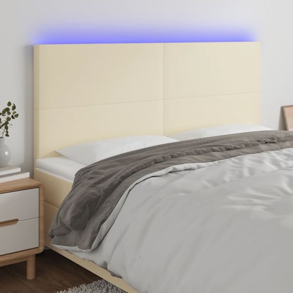 vidaXL Čelo postele krémové 200x5x118/128 cm umelá koža