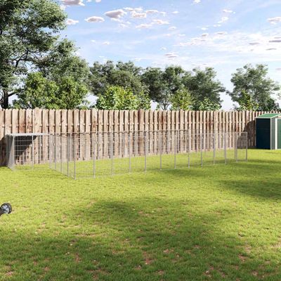vidaXL Koterec pre psy strieborný 22,99 m² oceľ