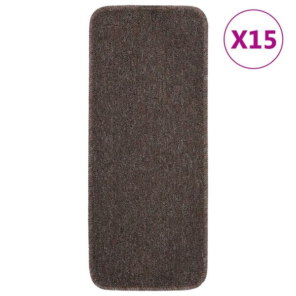 vidaXL Protišmykové nášľapy na schody 15 ks, 60x25 cm, hnedé, obdĺžnik