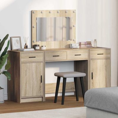 vidaXL Toaletný stolík so zásuvkou 3 pcs Hnedá Kompozitné drevo