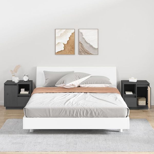 vidaXL Nočné stolíky 2 ks sivé 50x34x50 cm borovicový masív