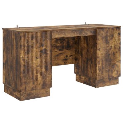 vidaXL Stôl s poličkou Dymový dub 142,5 x 50 x 75 cm Kompozitné drevo