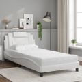 vidaXL Posteľ Viana s matracom biela 100x200 cm umelá koža