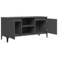 vidaXL TV stolík kovové nohy sivý 103,5x35x50 cm