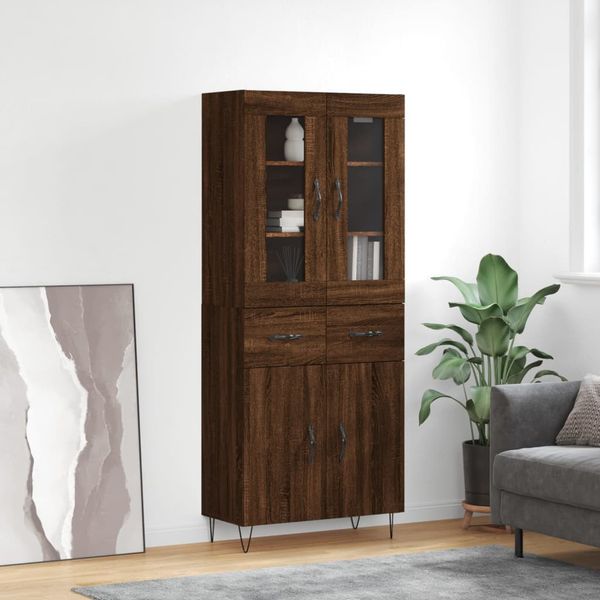 vidaXL Vysoká skrinka hnedý dub 69,5x34x180 cm spracované drevo