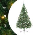 vidaXL Umelý predsvietený vianočný stromček Zelená 240 cm PVC