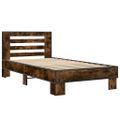 vidaXL Posteľný rám dymový dub 90x200 cm kompozitné drevo a kov