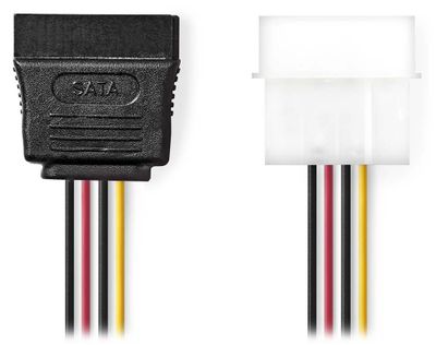 NEDIS redukčný kábel interného napájania/ 15-pinová zásuvka SATA - zástrčka Molex/ viac farieb/ box/ 15cm Kábel, redukčný, interného napájania, 15pin SATA (F) na Molex (M), 15cm, viac farieb, typ balenia box