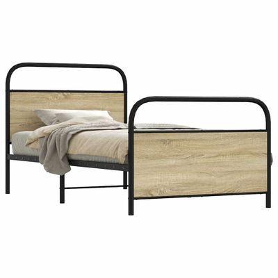 vidaXL Posteľný rám bez matraca 107x203 cm dub sonoma kompozitné drevo