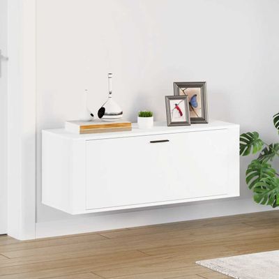 vidaXL Nástenný botník biely 100x35x38 cm spracované drevo