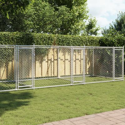 vidaXL Klietka pre psa s dvierkami šedá 8x2x1,5 m pozinkovaná oceľ