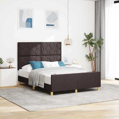 vidaXL Rám postele s čelnou doskou Tmavo hnedá 160 x 200 cm látka
