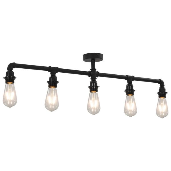 vidaXL Stropná lampa čierna 5 x E27 žiarovky