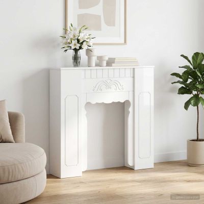 vidaXL Rám krbu Biela s vysokým leskom 93 x 20 x 89 cm