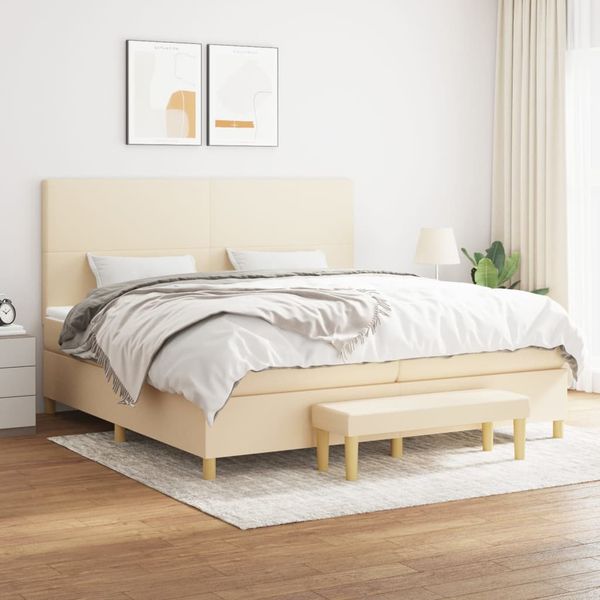 vidaXL Boxspring posteľ s matracom krémová 200x200 cm látka