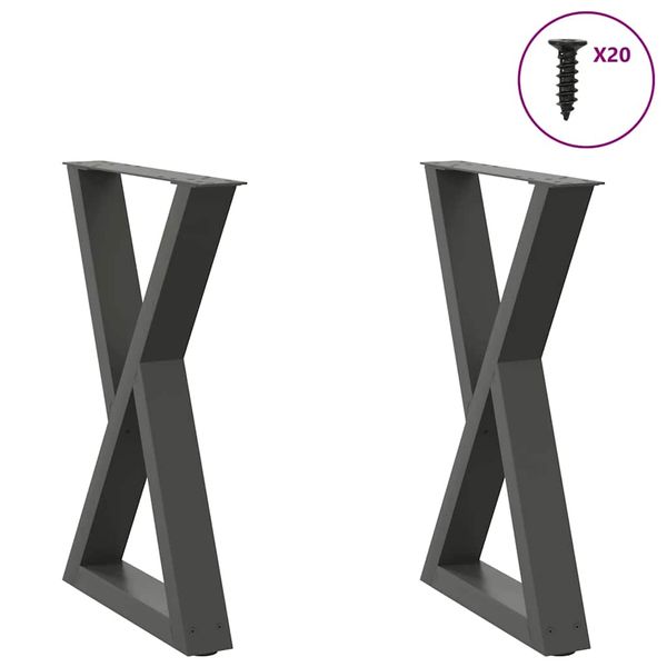 vidaXL Nohy k jedálenskému stolu 2 ks antracitové 50x(72-73,3) cm oceľové