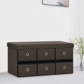 vidaXL Skladacia úložná lavica tmavohnedá 76x38x38 cm umelý ľan