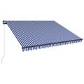 vidaXL Ručná zaťahovacia markíza s LED 400x300 cm modrá a biela