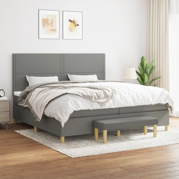 vidaXL Boxspring posteľ s matracom tmavosivá 200x200 cm látka