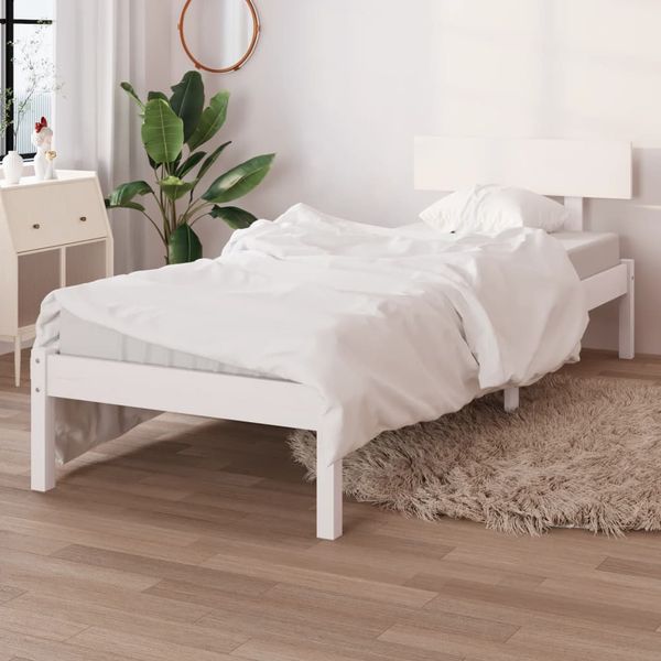 vidaXL Posteľný rám, biely drevený masív 75x190cm malé jednolôžko