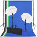 vidaXL Fotografická súprava s 5 farebnými pozadiami & 2 dáždnikmi