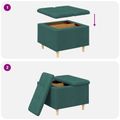 vidaXL Ottoman s Úložným Priestorom Tmavozelená 60 x 60 x 45 cm látka