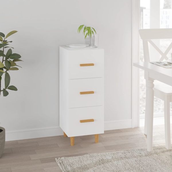 vidaXL Komoda biela 34,5x34x90 cm spracované drevo