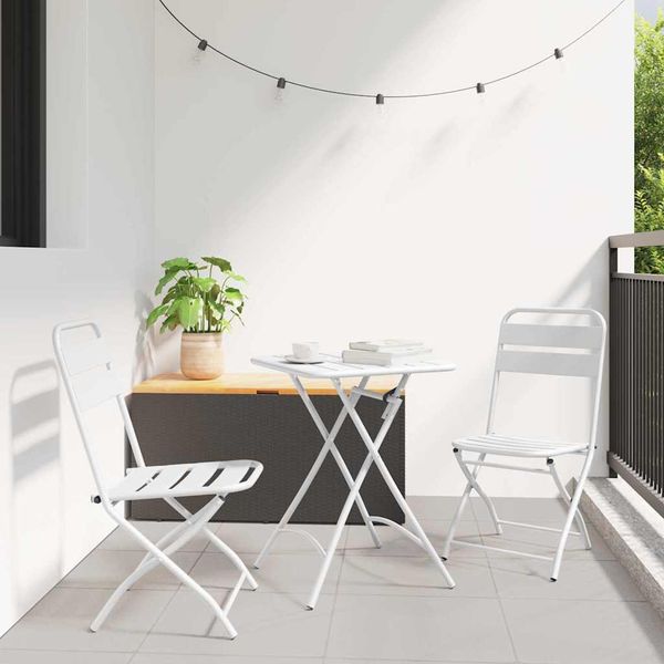 vidaXL Bistro súprava 3 pcs Biela Oceľ