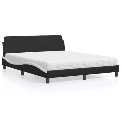 vidaXL Posteľ s matracom Dover čierno-biela 160x200 cm umelá koža