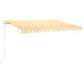 vidaXL Ručne zaťahovacia markíza s LED 450x350 cm žltá a biela