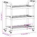 vidaXL Vozík s 3 poschodiami čierny 77x34x72 cm hliník