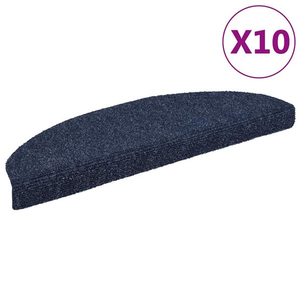 vidaXL Schodové rohože, samolepiace, 10 ks, 65x21x4 cm, modré, polkruhové, veľké