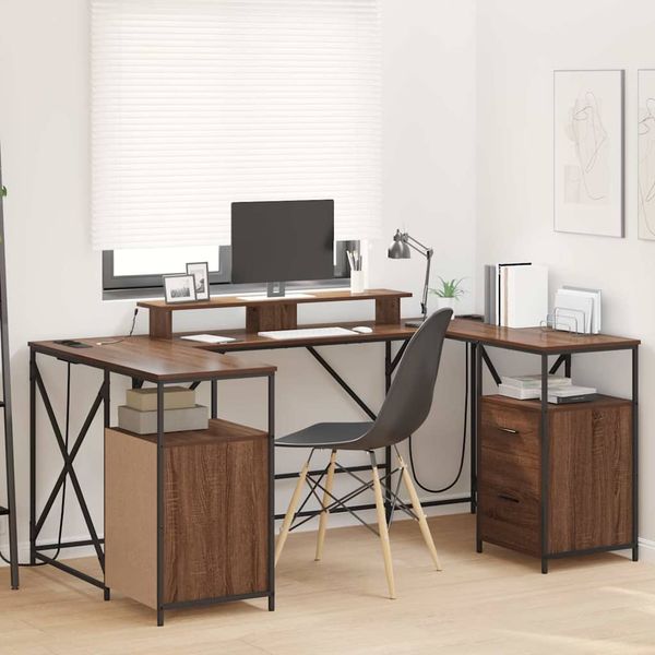vidaXL Stôl so zásuvkou Hnedý dub 182 x 101 x 87,5 cm Kompozitné drevo