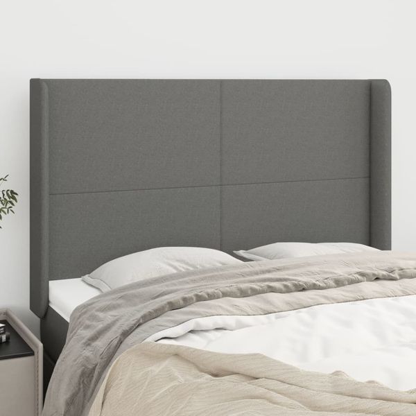 vidaXL Čelo postele so záhybmi tmavosivé 147x16x118/128 cm látka