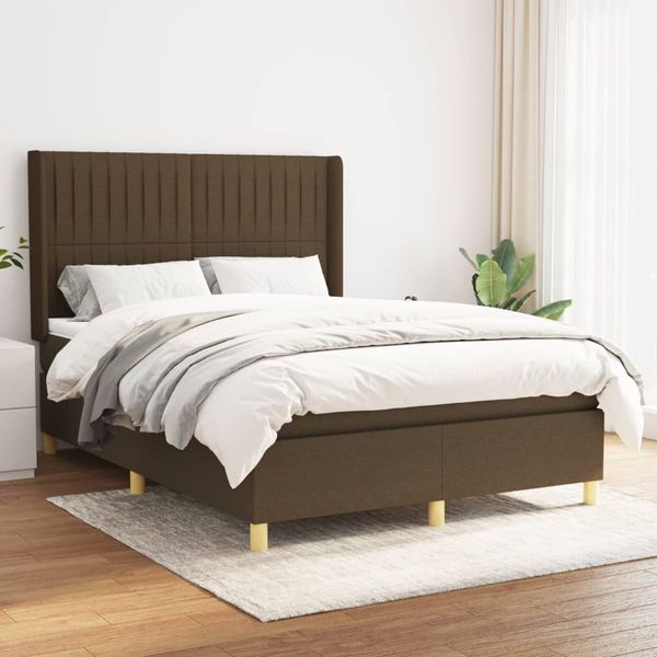 vidaXL Boxspring posteľ s matracom tmavohnedá 140x190 cm látka