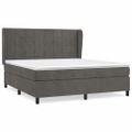 vidaXL Posteľný rám boxspring s matracom tmavosivý 180x200 cm zamat