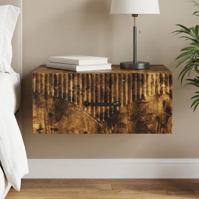 vidaXL Nástenná nočná skrinka so zásuvkou Dymový dub 49 x 34,5 x 20 cm