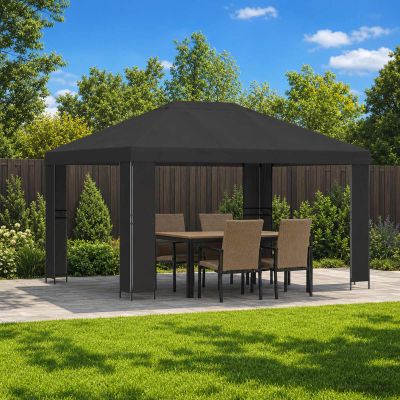 vidaXL Altánok 4 × 3 m Antracitová Polyester a oceľ 190 gsm