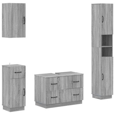 vidaXL Súprava kúpeľňových skríň v 4 kusoch HOORN Sivý Sonoma