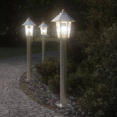 vidaXL Vonkajšia stojaca lampa strieborná 80 cm nehrdzavejúca oceľ