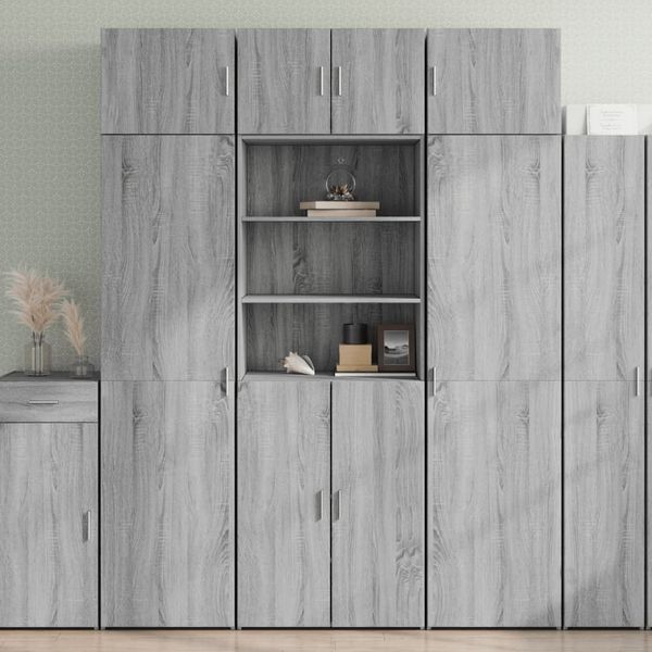 vidaXL Vysoká skrinka sivá sonoma 70x42,5x185 cm kompozitné drevo